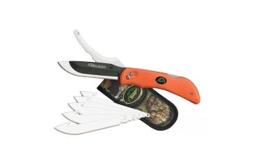 Image of Outdoor Edge Cutlery Razor-Pro Double Blade Folding Knife, Blaze Orange Rubberized TPR Handle RO-20