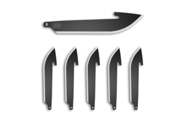 Image of Outdoor Edge Cutlery RazorSafe Stainless Steel Drop Point Blade Pack, 3in, 6 Blades, Black, Clam Pack, RR30K-6C