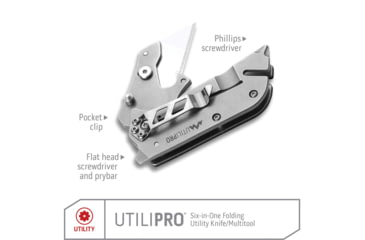 Image of Outdoor Edge Cutlery UtiliPro Utility Folding Knife, 1 in, 5.25 in Overall, Japanese 420J2 Stainless Steel, GFN, Orange Handle, UPB-10C