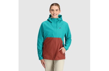 Image of Outdoor Research Apollo Rain Jacket - Womens, Tropical/Brick, S, 2691852371006