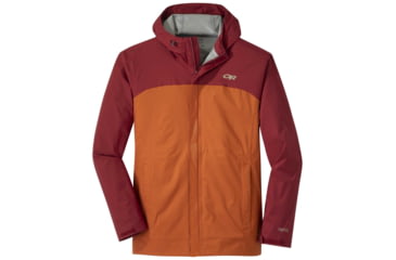 Image of Outdoor Research Apollo Stretch Rain Jacket - Mens, Umber / Retro Red, Extra Large, 2743941843009