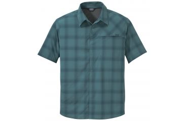 Image of Outdoor Research Astroman Short Sleeve Sun Shirt, Men's, Washed Peacock, M 242849-washed peacock-M