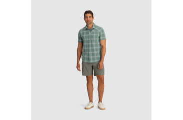Image of Outdoor Research Astroman Short Sleeve Sun Shirt - Mens, Balsam Plaid, M, 2822782708007