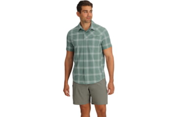 Image of Outdoor Research Astroman Short Sleeve Sun Shirt - Mens, Balsam Plaid, M, 2822782708007