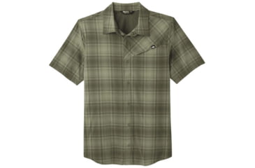 Image of Outdoor Research Astroman Short Sleeve Sun Shirt - Mens, Fatigue Plaid, Extra Large, 2822781848009