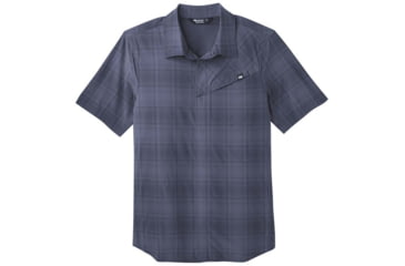 Image of Outdoor Research Astroman Short Sleeve Sun Shirt - Mens, Naval Blue Plaid, Small, 2822781400006