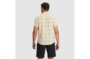 Image of Outdoor Research Astroman Short Sleeve Sun Shirt - Mens, Oyster Plaid, S, 2822782709006