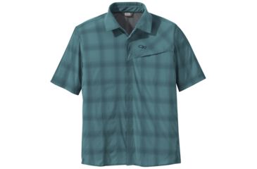 Image of Outdoor Research Astroman Sort Sleeve Sun Shirt - Mens, Washed Peacock, Small, 2692241272006