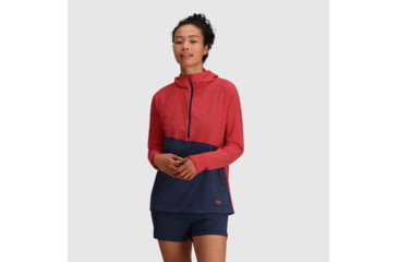 Image of Outdoor Research Astroman Sun Hoodie - Womens, Rhubarb/Naval Blue, XL, 2799812335009