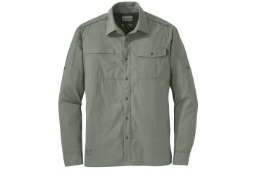 Image of Outdoor Research Baja Long Sleeve Sun Shirt - Men's-Sage Green-Medium