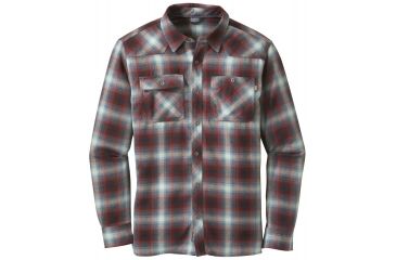 Image of Outdoor Research Feedback Flannel Shirt - Men's-Black/Redwood-Small
