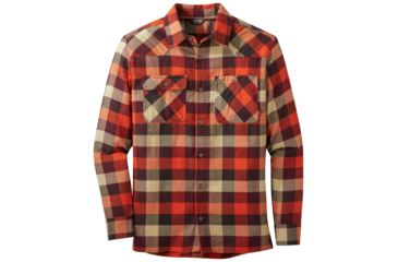 Image of Outdoor Research Feedback Flannel Shirt - Mens, Paprika Plaid, Large, 2428621640008