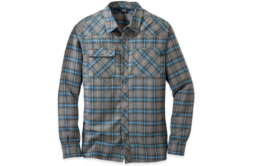 Image of Outdoor Research Feedback Flannel Shirt - Mens-Pewter-Medium