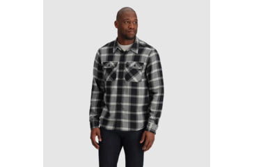 Image of Outdoor Research Feedback Flannel Twill Shirt - Mens, Black Plaid, Medium, 3005131107007