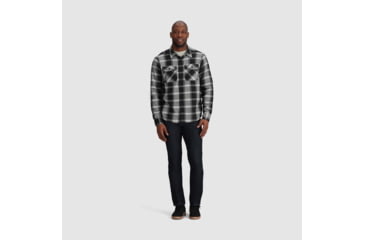 Image of Outdoor Research Feedback Flannel Twill Shirt - Mens, Black Plaid, Medium, 3005131107007