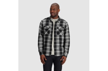 Image of Outdoor Research Feedback Flannel Twill Shirt - Mens, Black Plaid, Medium, 3005131107007