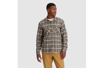 Image of Outdoor Research Feedback Flannel Twill Shirt - Mens, Flint Plaid, 2XL, 3005132110010