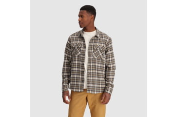 Image of Outdoor Research Feedback Flannel Twill Shirt - Mens, Flint Plaid, 2XL, 3005132110010