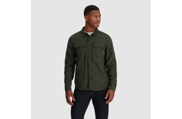 Image of Outdoor Research Feedback Flannel Twill Shirt - Mens, Grove, Small, 3005132445006