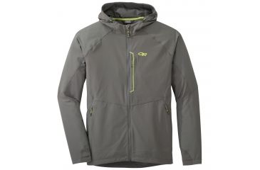 Image of Outdoor Research Ferrosi Hooded Jacket, Men's, Pewter/Lemongrass, XXL 250094-pt/lemgr-XXL