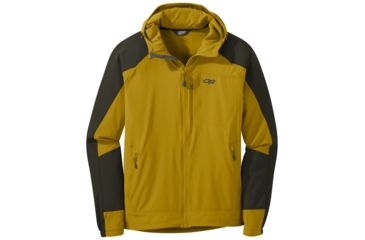 Image of Outdoor Research Ferrosi Hooded Jacket - Mens, Turmeric/Forest, Extra Large, 2691711625009