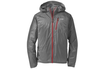 Image of Outdoor Research Helium II Jacket - Mens, Pewter/Tomato, Large, 2429691350008