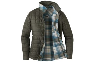 Image of Outdoor Research Kalaloch Reversible Shirt Jacket - Womens, Peacock Plaid, Small, 2681341414006