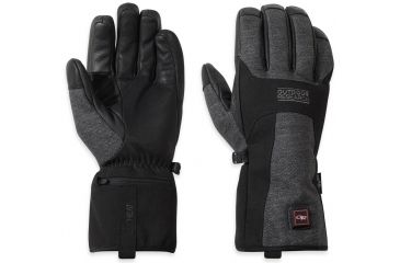 Image of Outdoor Research Oberland Heated Gloves - Unisex-Black/Charcoal-X-Large
