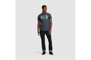 Image of Outdoor Research OR Advocate Stripe T-Shirt, Naval Blue/Verdant, Large, 3002232621008