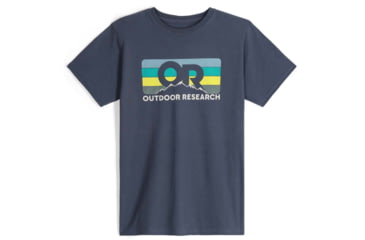 Image of Outdoor Research OR Advocate Stripe T-Shirt, Naval Blue/Verdant, Large, 3002232621008