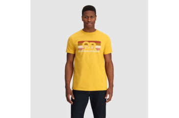 Image of Outdoor Research OR Advocate Stripe T-Shirt, Saffron/Bronze, Large, 3002232620008