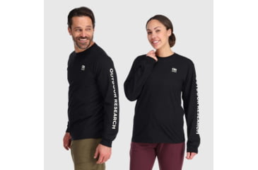 Image of Outdoor Research OR Lockup Chest Logo Long Sleeve Tee, Black/White, Large, 3002250114008