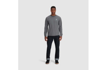 Image of Outdoor Research OR Lockup Chest Logo Long Sleeve Tee, Charcoal/Topaz, Extra Large, 3002252625009