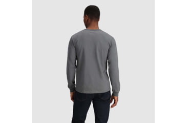 Image of Outdoor Research OR Lockup Chest Logo Long Sleeve Tee, Charcoal/Topaz, Extra Large, 3002252625009