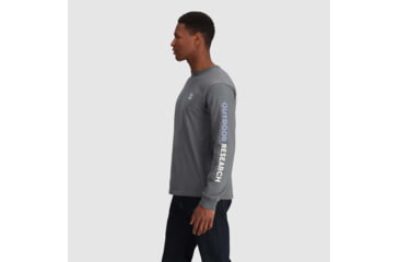 Image of Outdoor Research OR Lockup Chest Logo Long Sleeve Tee, Charcoal/Topaz, Extra Large, 3002252625009