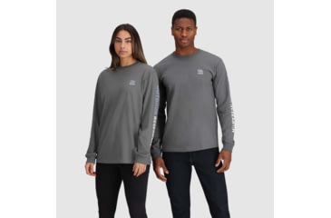 Image of Outdoor Research OR Lockup Chest Logo Long Sleeve Tee, Charcoal/Topaz, Extra Large, 3002252625009