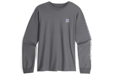 Image of Outdoor Research OR Lockup Chest Logo Long Sleeve Tee, Charcoal/Topaz, Extra Large, 3002252625009