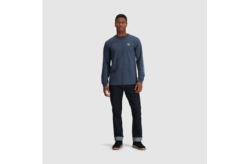 Image of Outdoor Research OR Lockup Chest Logo Long Sleeve Tee, Naval Blue/Sulphur, Extra Large, 3002252416009