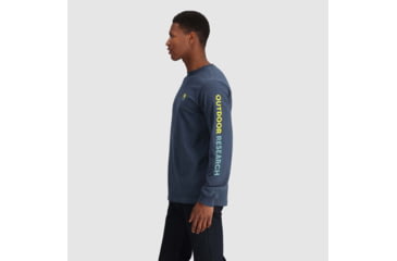Image of Outdoor Research OR Lockup Chest Logo Long Sleeve Tee, Naval Blue/Sulphur, Extra Large, 3002252416009