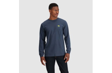 Image of Outdoor Research OR Lockup Chest Logo Long Sleeve Tee, Naval Blue/Sulphur, Extra Large, 3002252416009