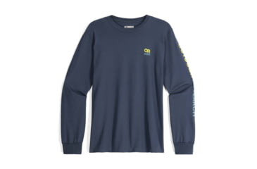 Image of Outdoor Research OR Lockup Chest Logo Long Sleeve Tee, Naval Blue/Sulphur, Extra Large, 3002252416009
