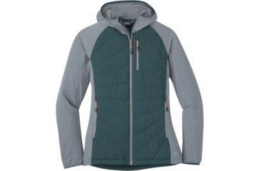 Image of Outdoor Research Refuge Hybrid Hooded Jacket - Womens, Mediterranean/Lead, Small, 2691981797006