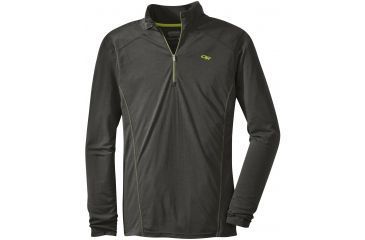 Image of Outdoor Research Sequence Long-Sleeve Zip Top - Men's-Charcoal/Lemongrass-Small