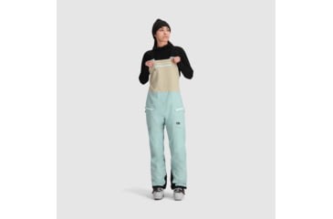 Image of Outdoor Research Skytour AscentShell Bibs - Womens, Sage/Pro Khaki, Large, 2832082613008