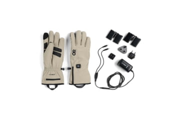 Image of Outdoor Research Sureshot Heated Softshell Gloves - Mens, Pro Khaki, Large, 3000072291008