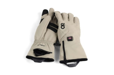 Image of Outdoor Research Sureshot Heated Softshell Gloves - Mens, Pro Khaki, Large, 3000072291008