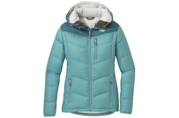 Image of Outdoor Research Transcendent Down Hoody - Womens, Seaglass/Washed Peacock, Small, 2681051384006