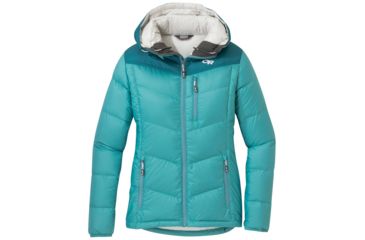 Image of Outdoor Research Transcendent Down Hoody - Womens, Seaglass/Washed Peacock, XL, 2681051384009