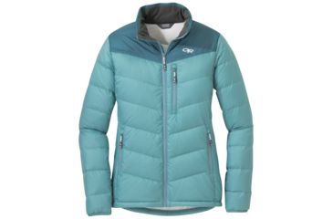 Image of Outdoor Research Transcendent Down Jacket - Womens, Seaglass/Washed Peacock, Extra Small, 2681061384005
