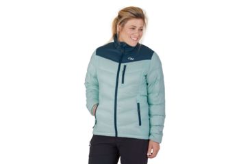 Image of Outdoor Research Transcendent Down Jacket - Womens, Waterfall/Prussian Blue, Large, 2681061628008
